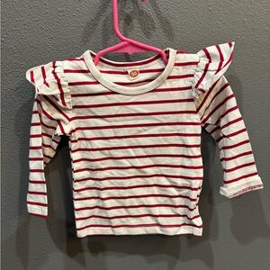 Kids Long Sleeve Striped Shirt with Ruffle Sleeves